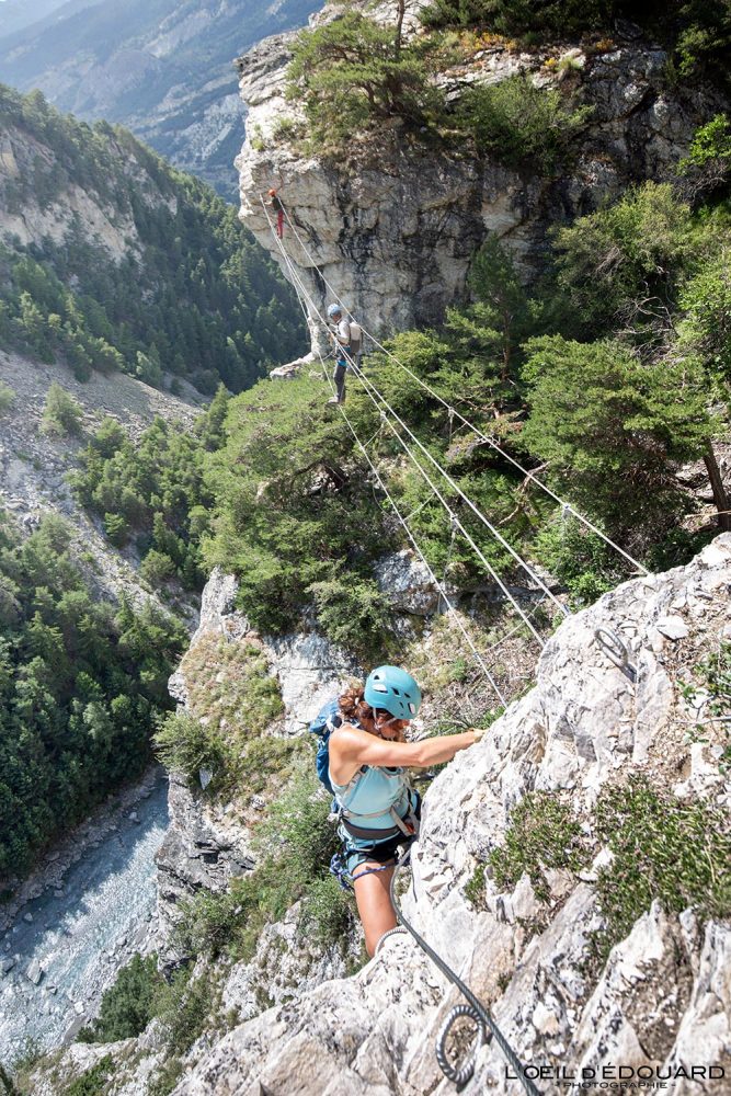 Pont Tibétain Gaspard Les Rois Mages Via Ferrata du Diable Aussois Haute Maurienne Savoie Alpes France Activité Montagne Outdoor Mountain Climbing Climb