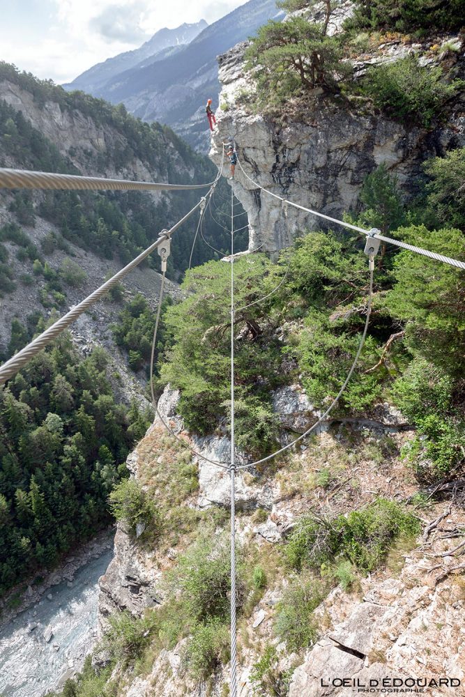 Pont Tibétain Gaspard Les Rois Mages Via Ferrata du Diable Aussois Haute Maurienne Savoie Alpes France Activité Montagne Outdoor Mountain Climbing Climb