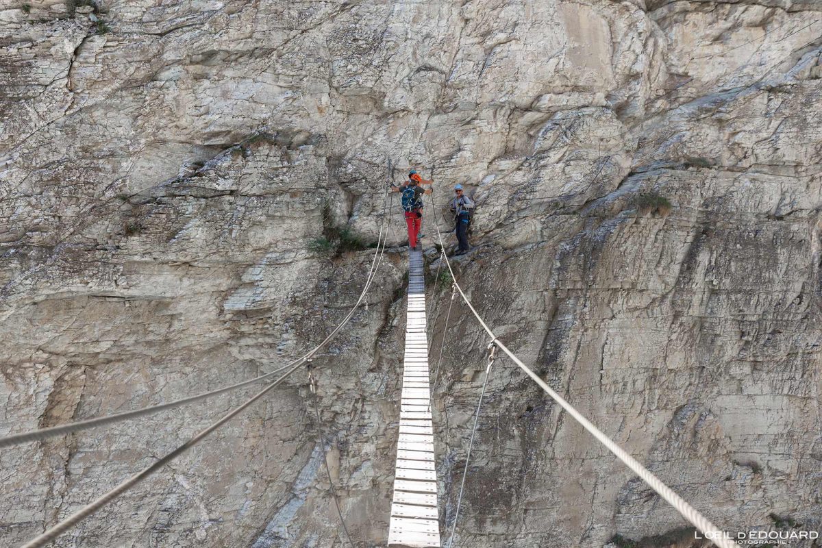 Passerelle des Enfers Via Ferrata du Diable Aussois Gorges de l'Arc Haute Maurienne Savoie Alpes France Activité Montagne Outdoor Mountain Climbing Climb