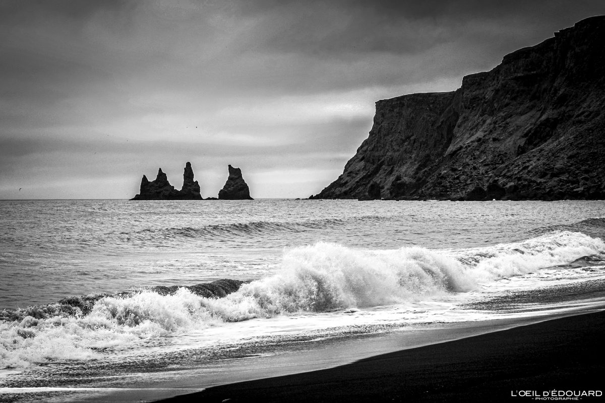 Reynisdrangar plage de VÍK í Mýrdal Islande Paysage Mer Ocean Atlantique Montagne Nature Mountain Iceland Landscape Sea Atlantic Ocean Seascape Beach Icelandic Ísland